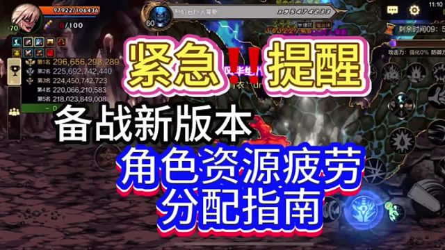 紧急提醒！备战新版本，角色资源和疲劳分配指南来了！请查阅