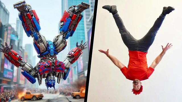 拍同款挑战的天花板，跑酷达人一比一复刻，变形金刚的十大名场面