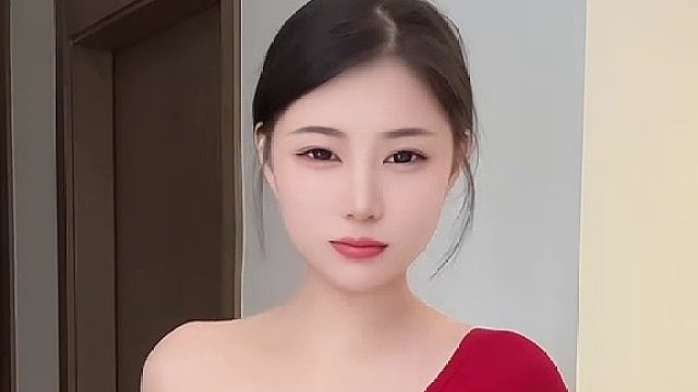 红露肩上衣配黑短裤黑丝袜