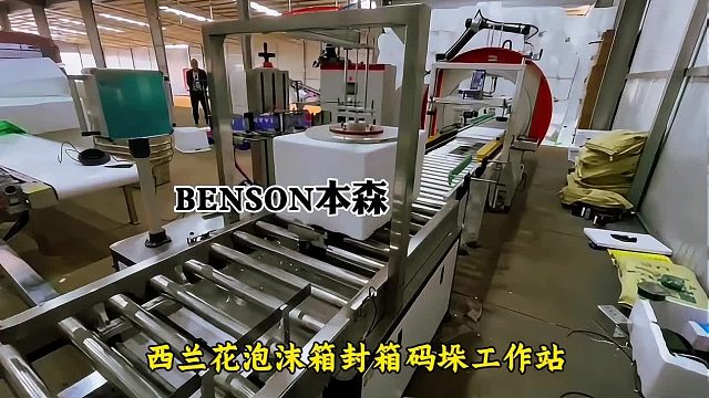 西兰花泡沫箱封箱码垛工作站