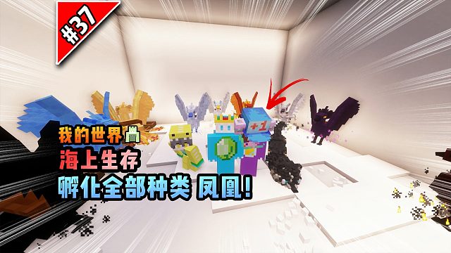 我的世界海上生存：孵化全部种类凤凰！