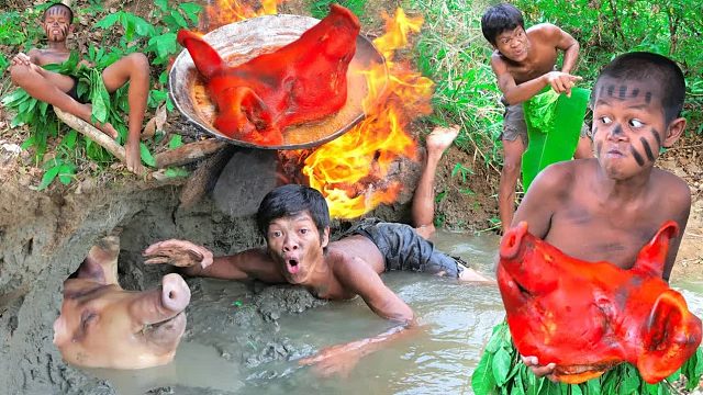 原始技术 - 哇！新烹饪食谱-红烧猪H吃法