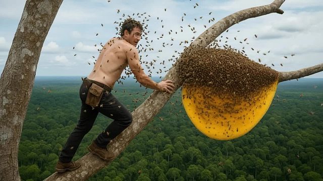 真正的野生蜂蜜收获_被数百只愤怒的巨型蜜蜂包围！