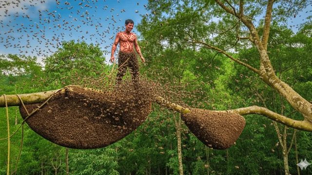 恐怖的野生蜂蜜狩猎——攀爬巨树冒险
