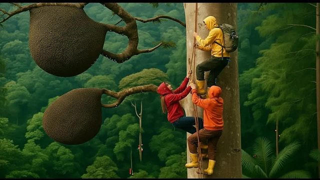 野生蜂蜜狩猎——丛林中最危险的工作