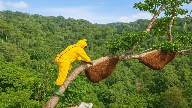 野生蜂蜜狩猎 Apis dorsata 极端风险丛林蜂蜜系列