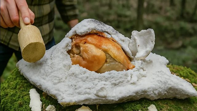 用盐和火烹制整只鸡！乡村篝火食谱