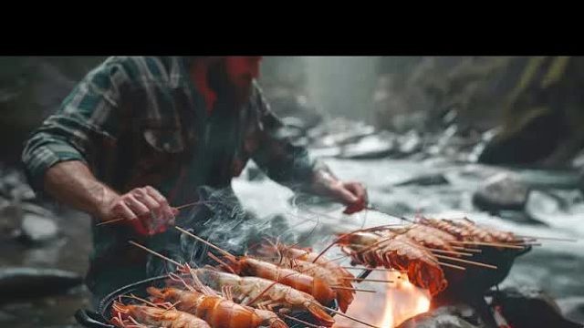 森林烹饪——热炭烤虾