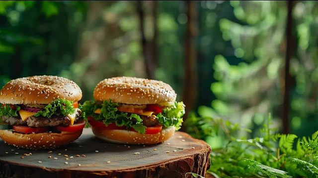 多汁百吉饼汉堡如此美味，你会想要两个！