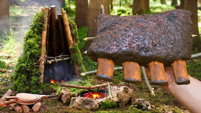 野菜和森林熏制的质朴排骨食谱