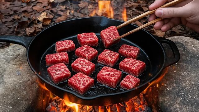 秋季森林A5和牛牛排_烟熏辣根酱平底锅煎