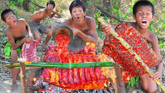 原始技术-烹饪排骨食谱饮食秀