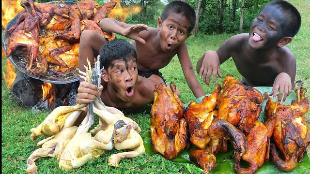 原始技术——煮鸡做菜吃得香