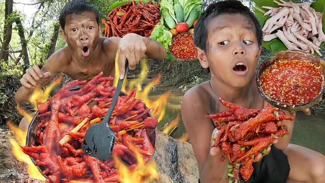 原始技术-煮鸡腿吃起来美味-Kmeng Prey