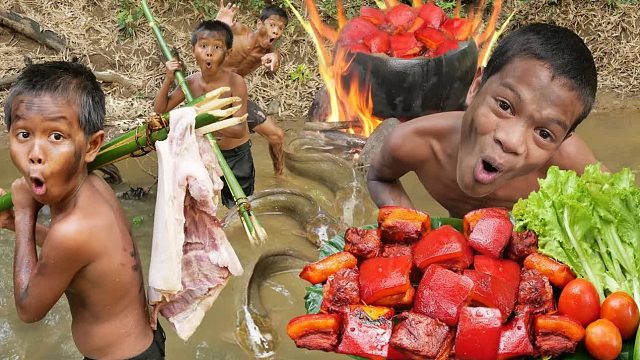 原始科技 - 寻鱼遇见五花肉 & 烹饪美食 - Kmeng Prey