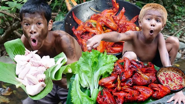 原始技术-Kmeng Prey-烹饪鸡翅食谱吃得美味