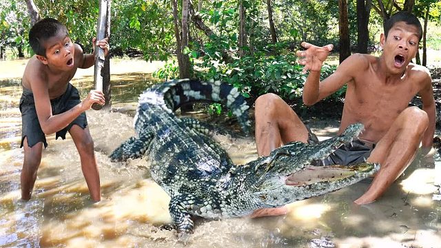 原始技术 - Kmeng Prey - 烹饪鳄鱼吃美味