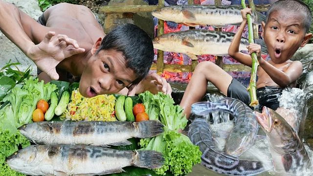 原始技术 - Kmeng Prey - 寻找食物遇见鱼类和烹饪美食