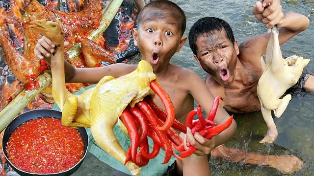 原始技术 - Kmeng Prey - 水里挑鸡煮吃美味