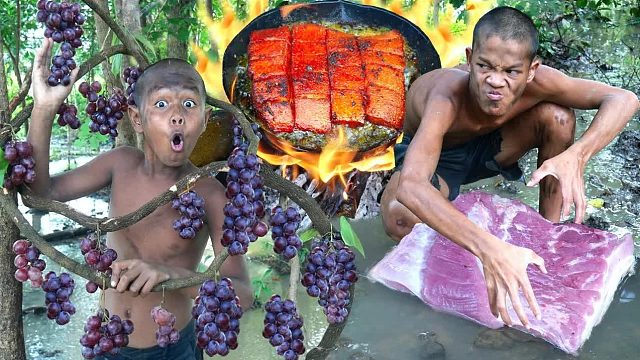 原始技术 - 认识Rech水果并烹饪食物（Kmeng Prey）