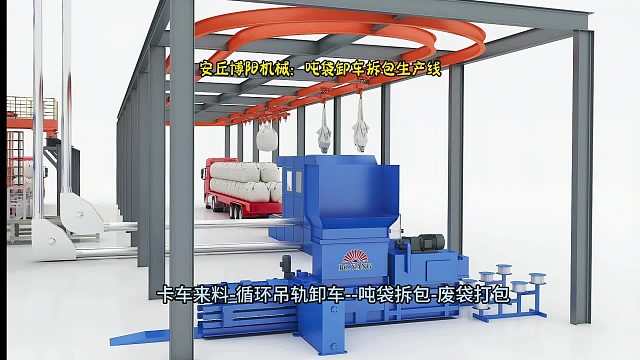 安丘博阳机械全自动吨袋拆包机  环形吊轨式吨包破包机生产线