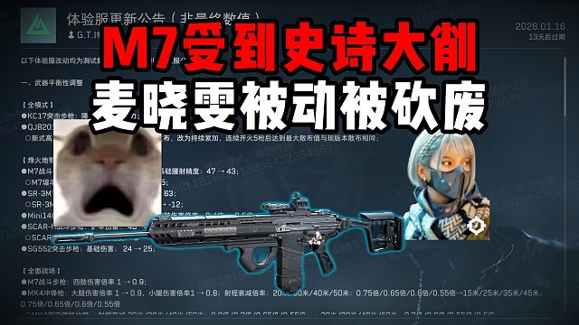 M7受到史诗大削 麦晓雯被动被砍废！三角洲行动