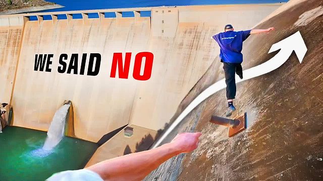 跑酷牛人在大坝变身壁虎侠，挑战成功，解锁算你厉害的头衔