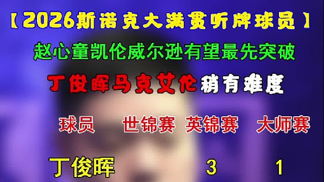 2026斯诺克大满贯听牌球员，谁能最行突破？