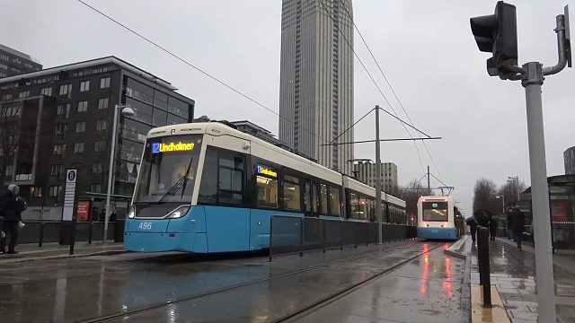 瑞典哥德堡10/12号线有轨电车终点站林德霍尔门