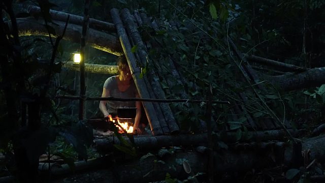 20260127 在避难所里野外生活，采摘大量巨型竹笋并加工——丛林生存