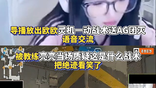 导播放出欧欧灵机一动战术送AG团灭语音交流 被教练亮亮当场质疑这是什么战术 把绝迹看笑了