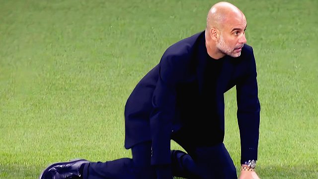 吓坏了！曼城名场面：劳塔罗获得单刀球，瓜帅绝望跪地