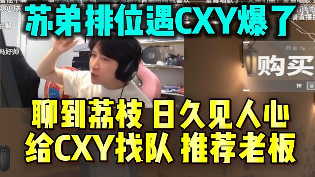 苏弟排位遇CXY 直接开爆聊到荔枝 日久见人心 给CXY找队伍推荐老板 没有对不起他