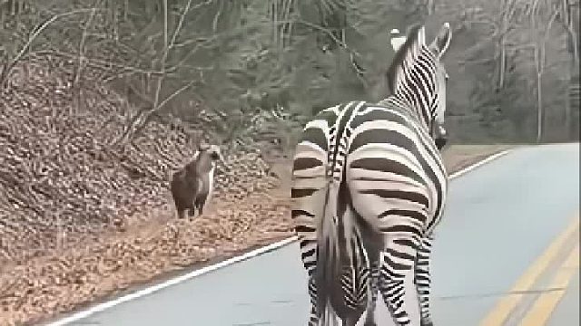斑马妈妈顺利在马路上分娩，最后却落了个悲惨结局