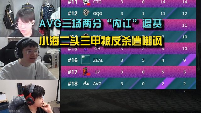 AVG训练赛三场两分“内讧”退赛，4am小海二头三甲被反杀遭嘲讽！