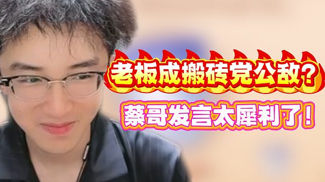 老板成搬砖党公敌？蔡哥发言太犀利了！