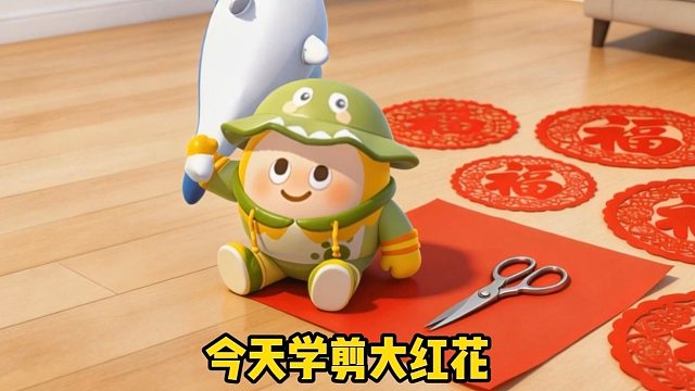 今天学剪大红花