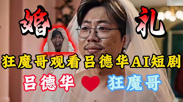 狂魔哥观看吕德华AI短剧！狂魔哥与吕德华结婚了！