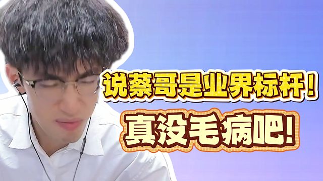 说蔡哥是业界标杆！真没毛病吧！
