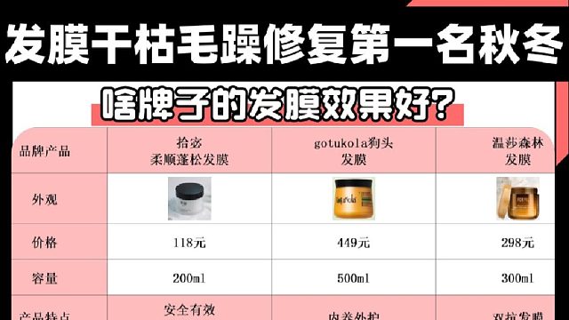 最好用的发膜有哪些？发膜干枯毛躁修复第一名秋冬！香香女孩必备