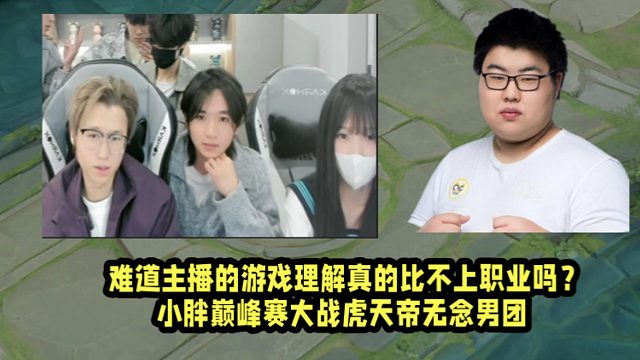难道主播的游戏理解真的比不上职业吗？小胖巅峰赛大战虎天帝无念男团！