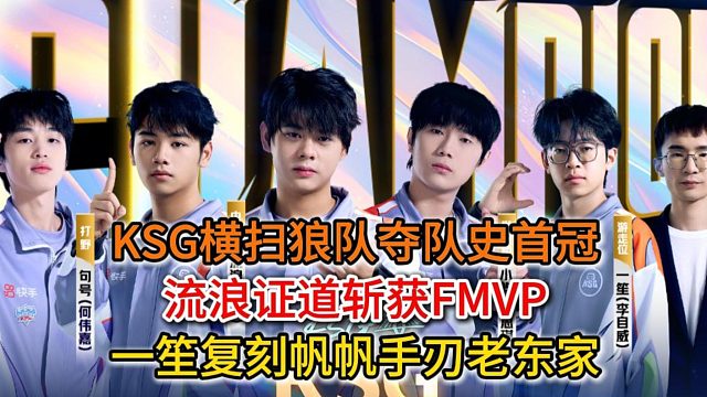 KSG横扫狼队夺队史首冠，流浪证道斩获FMVP，一笙复刻帆帆手刃老东家