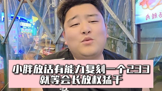 小胖放话有能力复刻一个233，就等会长放权猛干