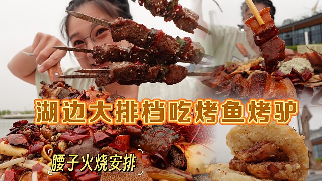 【逛吃保定】就坐湖边儿上吃烤鱼和烤驴！我还夹腰子火烧红烧肉呢