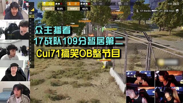 众主播看17战队109分暂居第二，Cui71搞笑OB整节目！