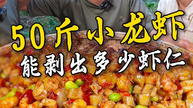挑战用50斤小龙虾去头去壳去虾线剥出虾仁，做盆辣卤虾仁