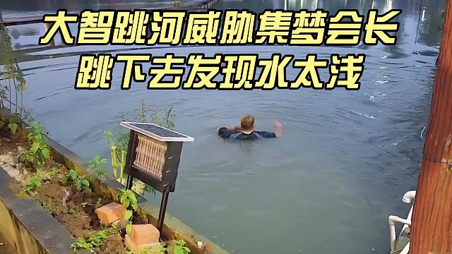 大智跳河威胁集梦会长，跳下去发现水太浅