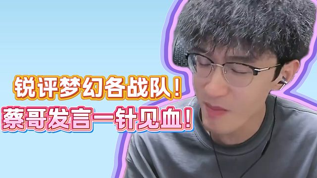锐评梦幻各战队！蔡哥发言一针见血！