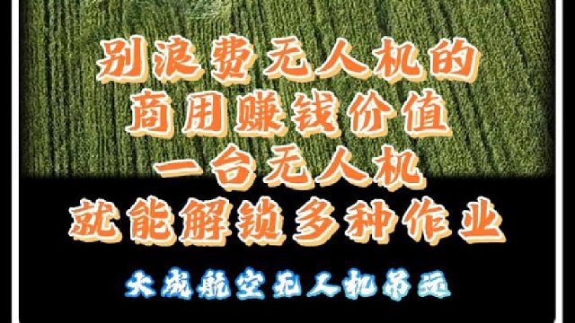 一台无人机就能解锁多种作业