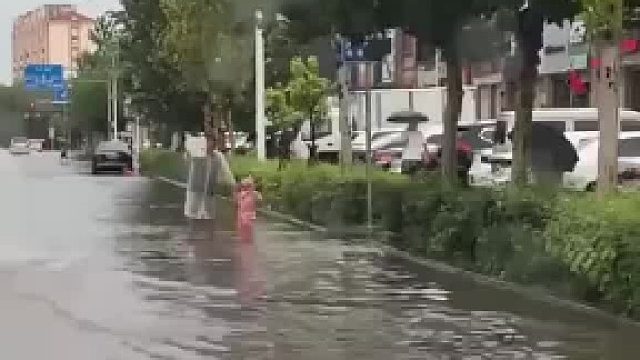 爸爸举牌带娃路边求滋水 路过车辆纷纷配合 网友 _ 小朋友的童年完整了